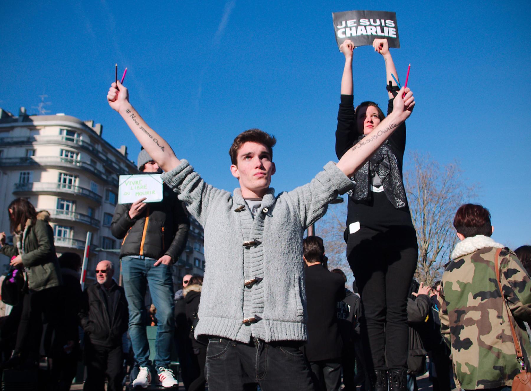 Une manifestation de soutien en janvier 2015 à Annecy, après l'attentat contre Charlie Hebdo.